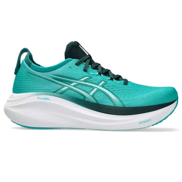 ASICS MEN'S GEL-NIMBUS 27 WAVE TEAL/SAXON GREEN